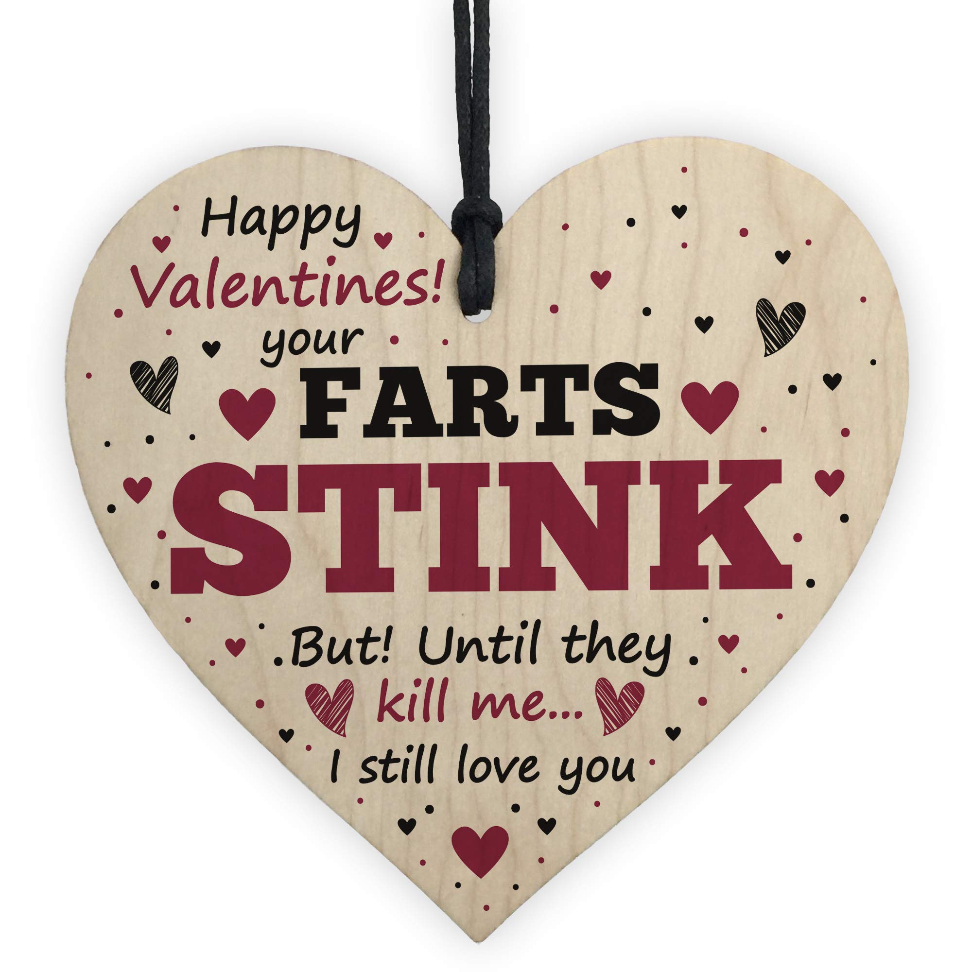 Red Ocean FUNNY Valentines Day Gift For Boyfriend Girlfriend Husband Wife Wooden Heart Keepsake Plaque