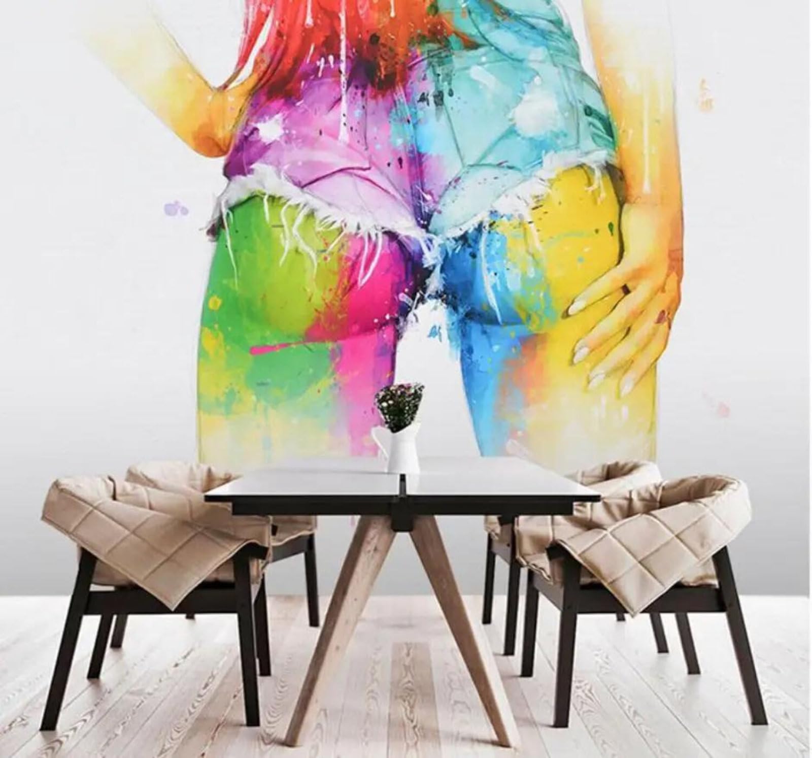 Tzxztt 400Cm×280Cm(B×H) Abstract Creative Watercolour Art Graffiti Hairdressing Modern 3D Wallpaper Premium Textured Silk Neutral Tones Material Ideal For Living Room Bedroom-400Cm×280Cm