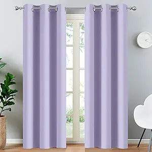 Yakamok Blackout Curtains for Bedroom - Grommet Thermal Insulated Room Darkening Curtains for Living Room, Set of 2 Panels (38 x 84Inch, Lilac)