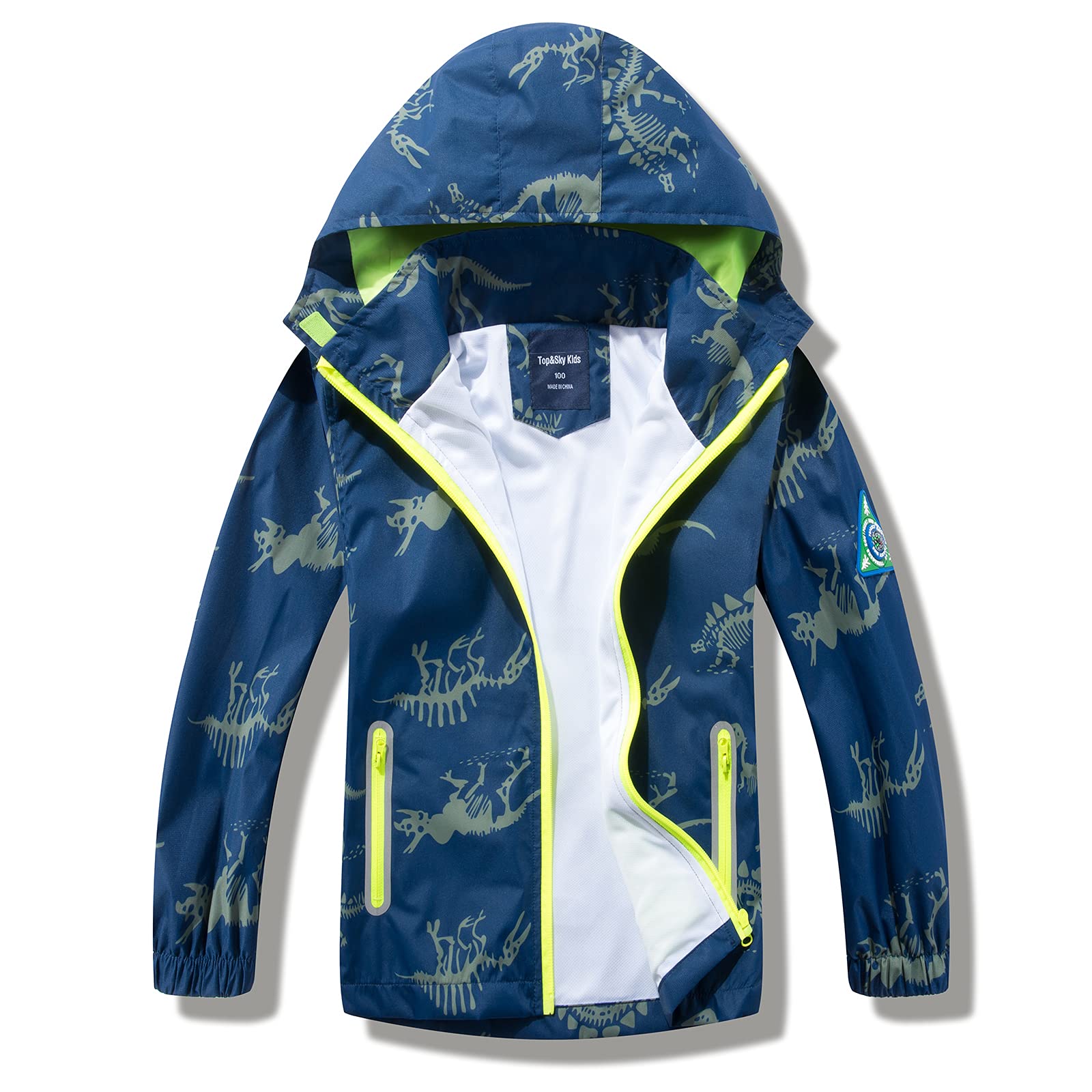 HZXVic Boys Poncho Waterproof Jacket With Hood,Lightweight Raincoat Kid,Children Dinosaur Rain Coat (Navy Dinosaur 5T)