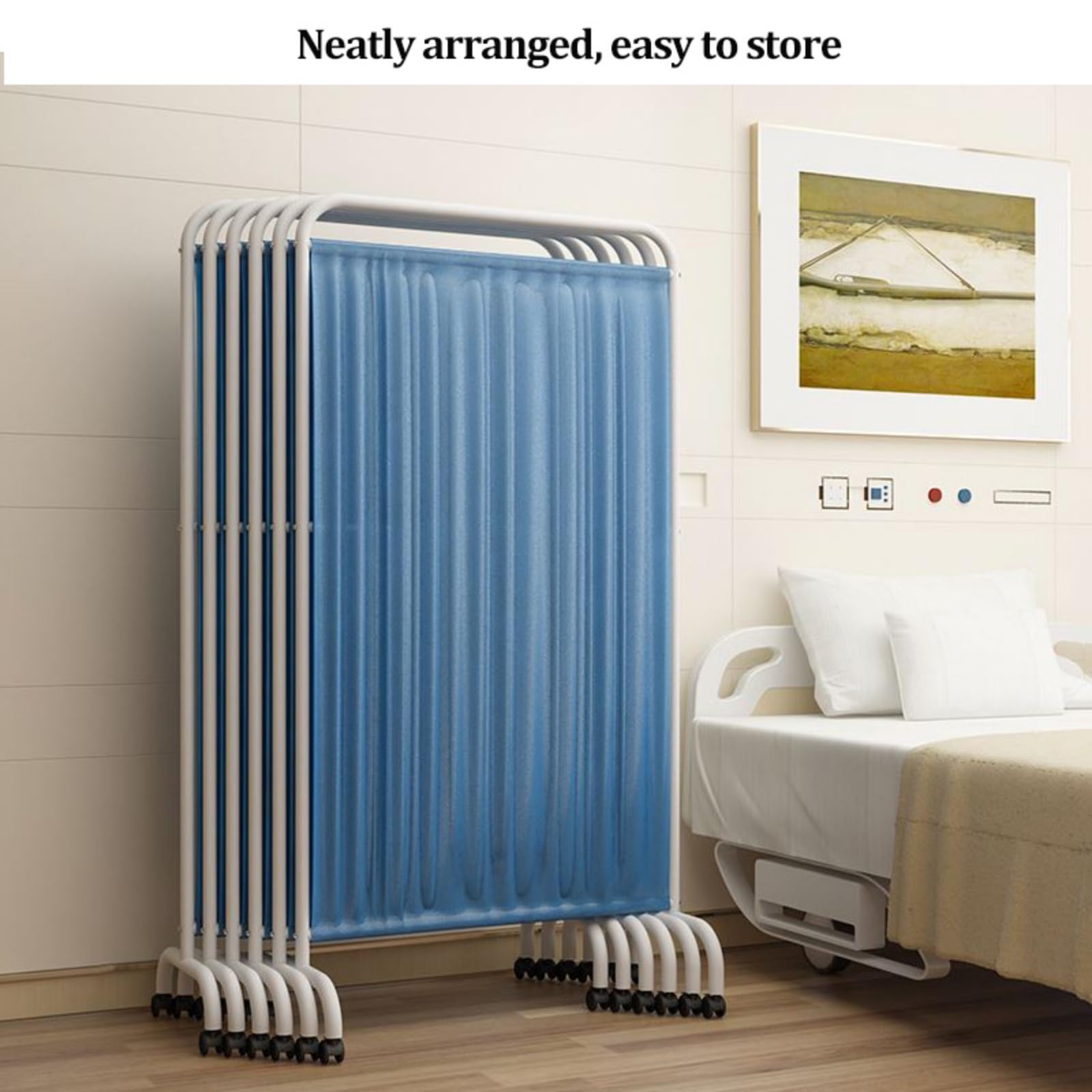 Medical Room Divider, Portable Room Partition with 4 Wheels | Pannello divisorio in tessuto Oxford e acciaio per ospedali, saloni, case, laboratori, cliniche, uffici(Brown)