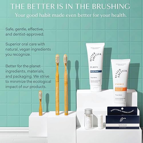 Miniatura 8 de Better & Better Selecciones de hilo dental (caja de 200)  Palillos de hilo dental vegano sin sabor para adultos y niños  Asas biodegradables a base