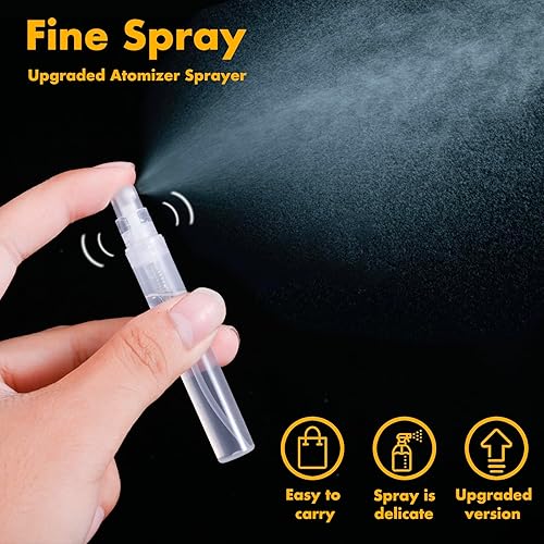 Miniatura 2 de Mini botellas de muestra de perfume, paquete de 10 botellas pequeñas de plástico de 0.2 fl oz, niebla fina, botella recargable de perfume portátil,