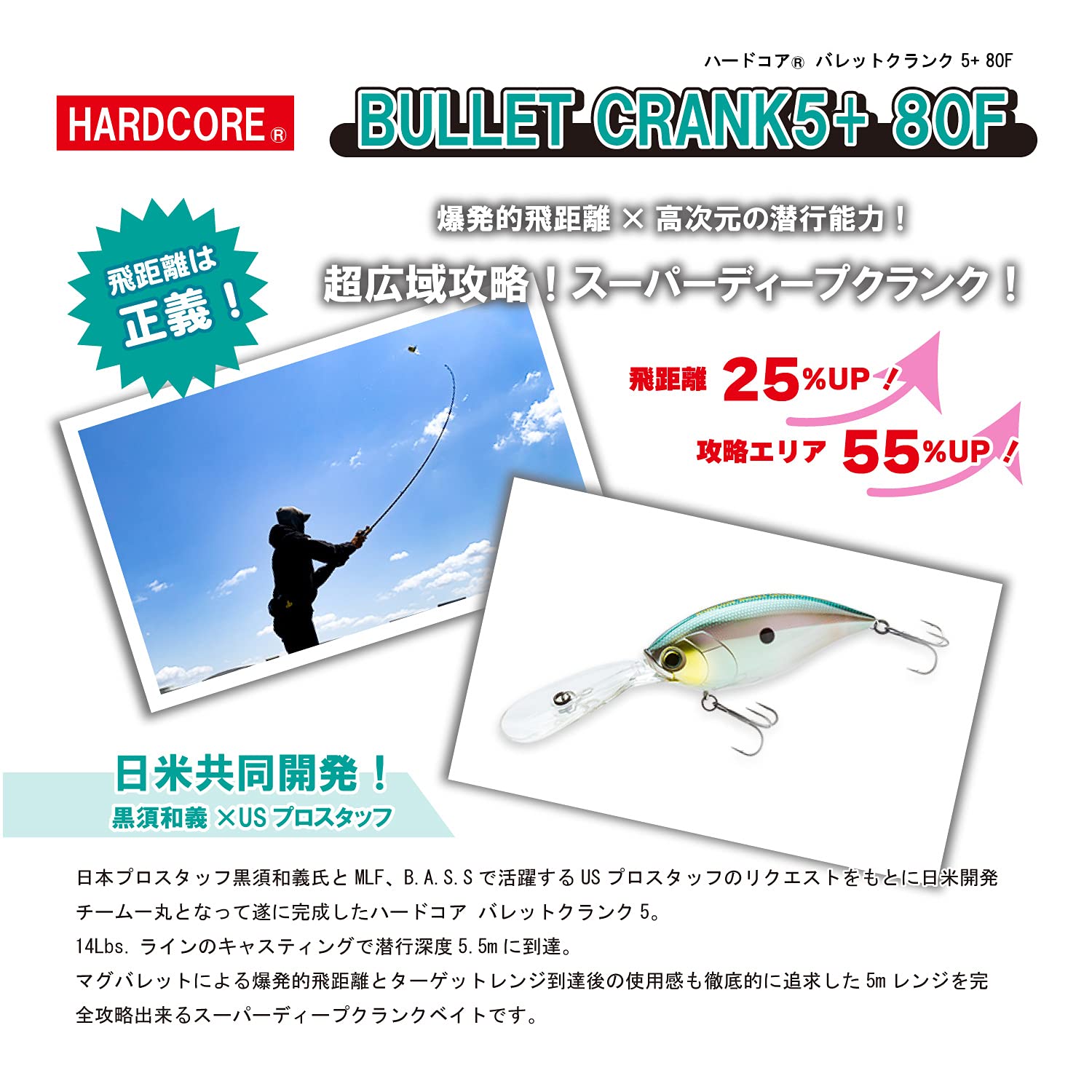 Amazon.com: Yo-Zuri R1421-BSSH: Hardcore Bullet Crank 5+ 80F 80Mm