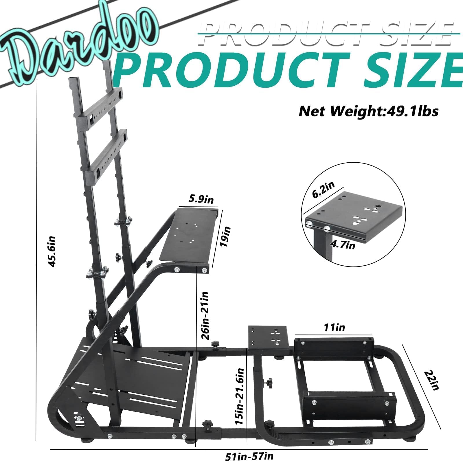 Dardoo G923 Racing Simulator Cockpit with Monitor Stand Fits for Logitech G29 G920, Thrustmaster T80 T150, Fanatec, PS4, PC, Racing Stand Not Included Shifter, Wheel,Pedals,Display and Seat