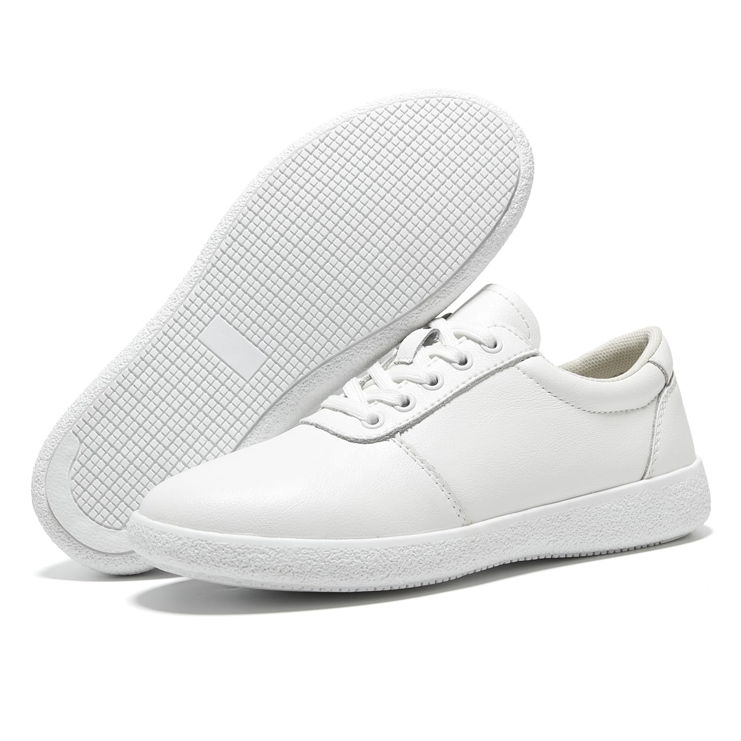 TRULAND Zapatos de trabajo antideslizantes para mujer, zapatos de cuero antideslizantes para enfermeras, chefs y profesionales de la salud, ligeros y cómodos para restaurante y servicio de alimentos
