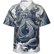 Hawaiian Shirt for Men Cthulhu Octopus Print Beach Shirt Mens Short Sleeve Button Down Shirts Summer