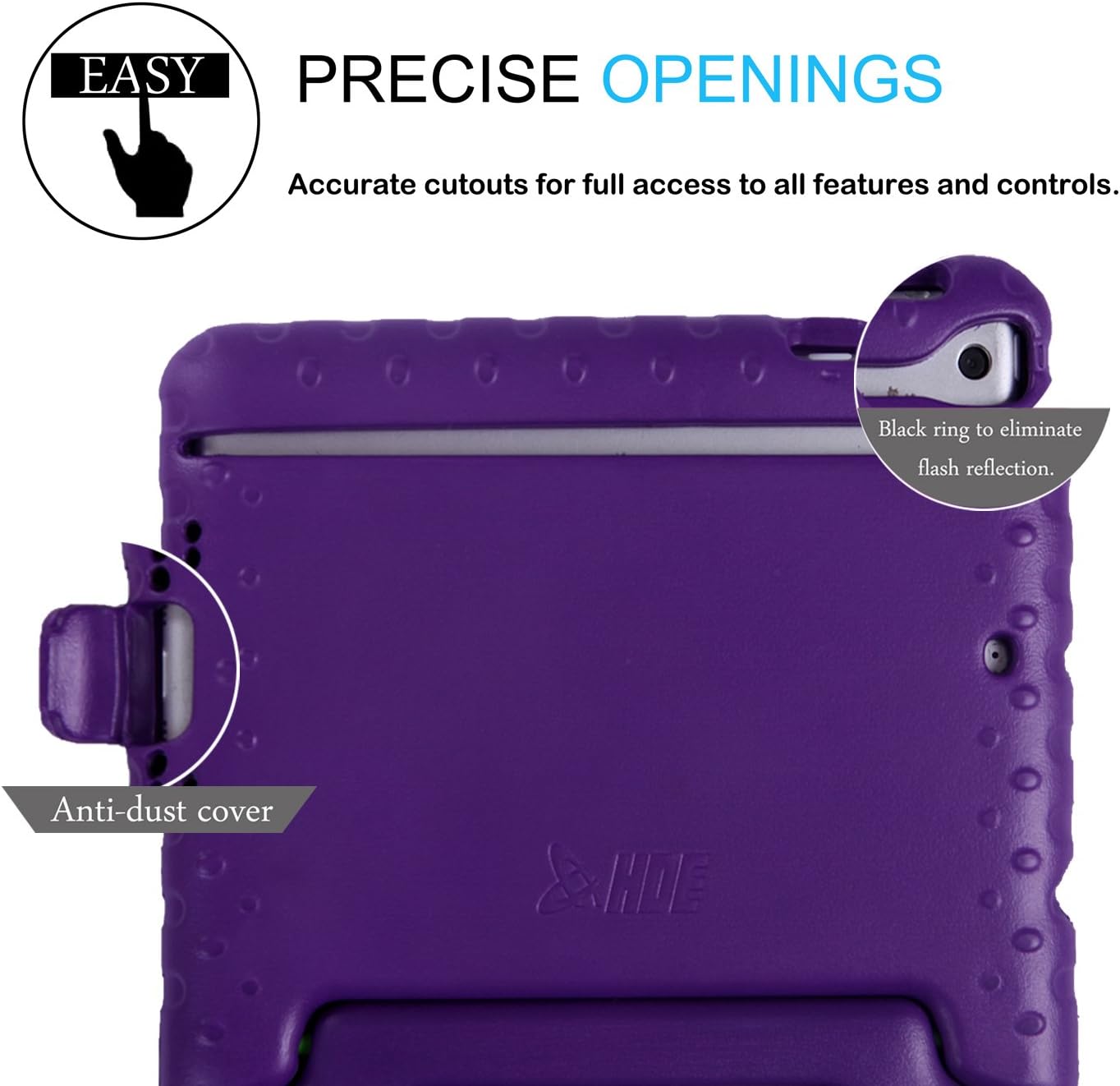 HDE Kids Case for iPad Mini 2 3 -Shock Proof Rugged Heavy Duty Impact Resistant Protective Cover Handle Stand for Apple iPad Mini 1 2 3 Retina (Purple)