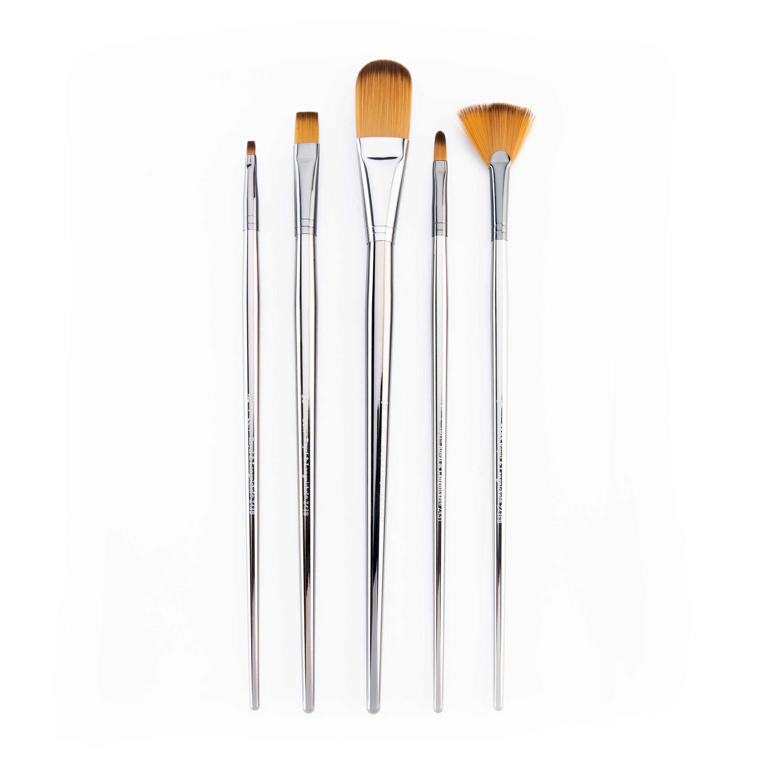 Royal & Langnickel Zen 5pc Long Handle Brush Set, Includes - Filbert, Fan & Bright Brushes