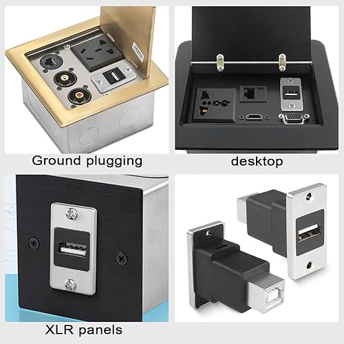 Miniatura 7 de QIANRENON USB2.0 a USB B Adaptador de impresión de montaje en panel USB 2.0 hembra a USB B hembra conector rectangular enchufe de impresora, montaje