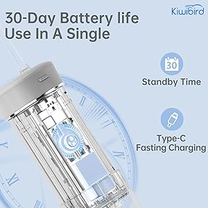 KIWIBIRD Mini Water Flosser for Travel, Ultra-Portable Cordless Oral Irrigator with UVC Light, IPX8 Waterproof 3 Modes, 230mL Teeth Cleaner for Tonsil Stones & Braces Care - Home & Travel (Grey)