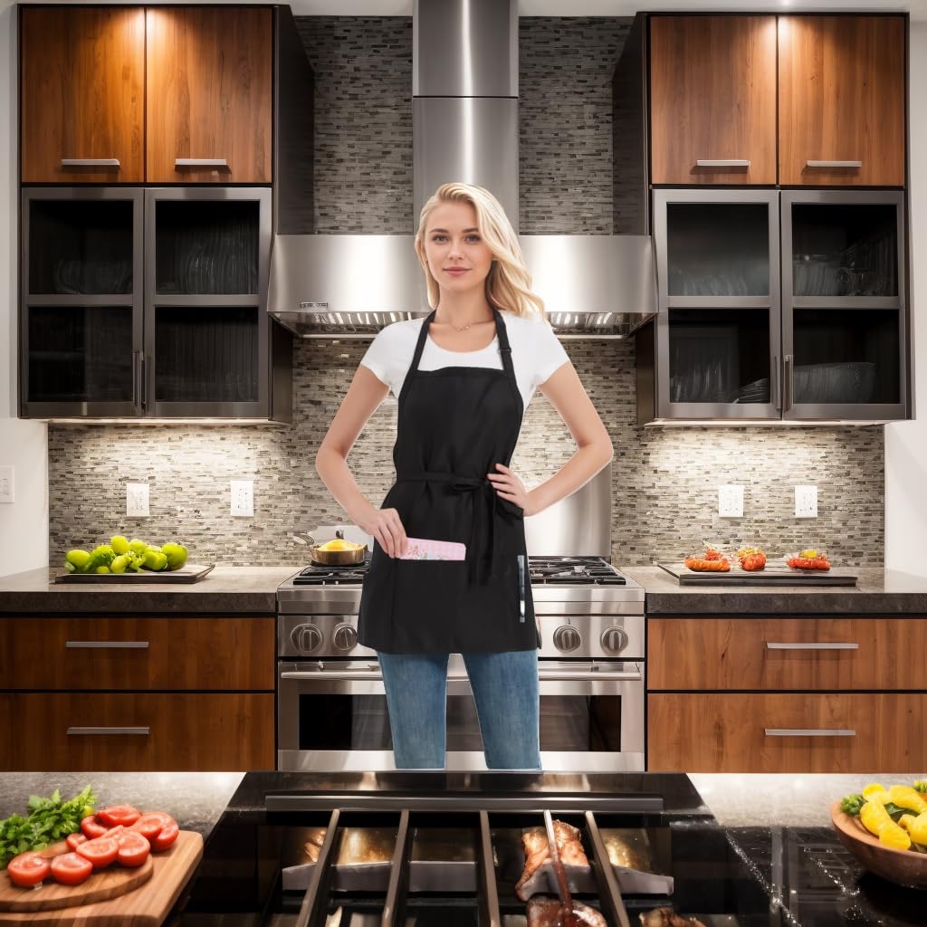 Delantales impermeables ajustables con 3 bolsillos para hombres y mujeres, delantal de servidor para cocina, cocina, jardinería, restaurante