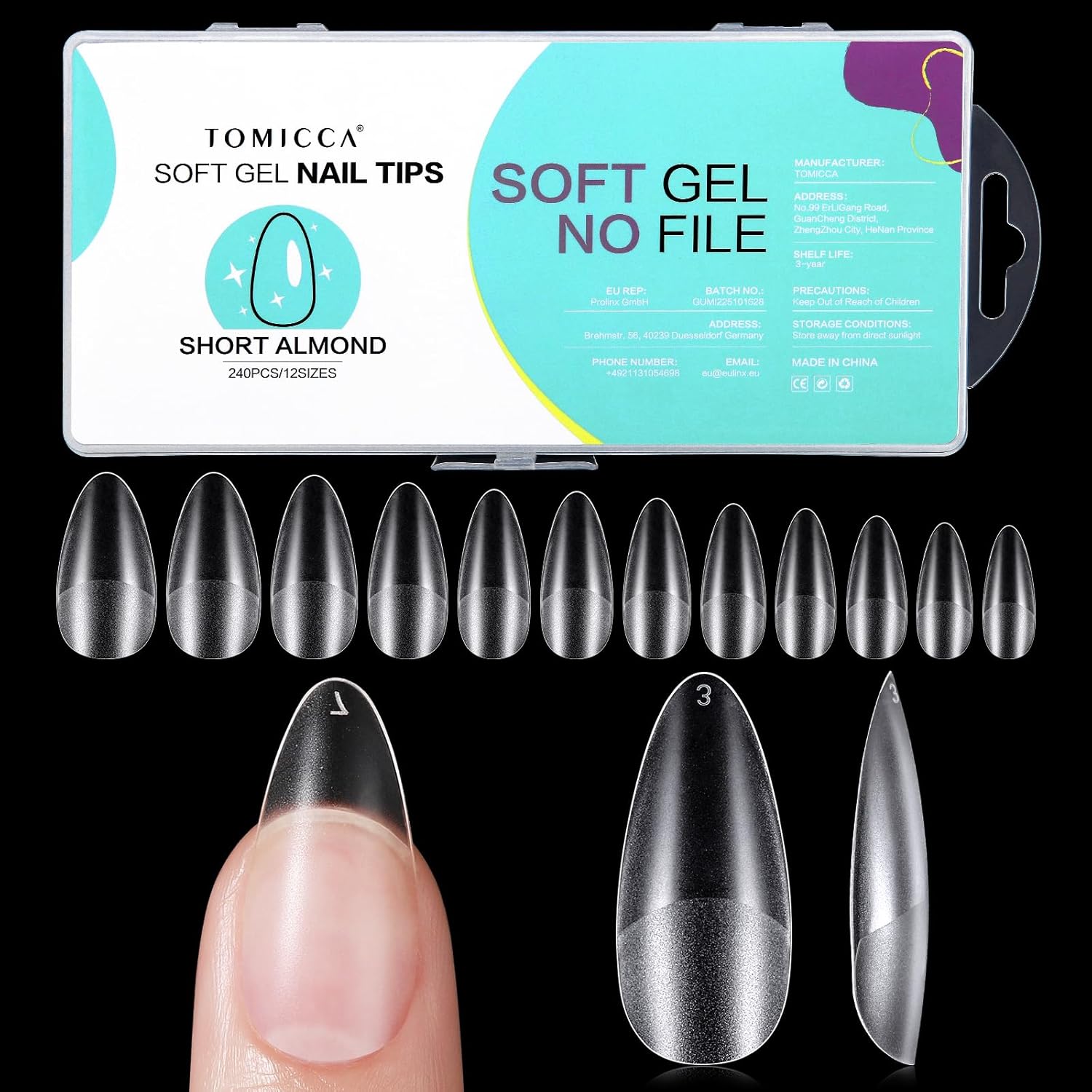 TOMICCA Korte Amandel Nageltips-240 Stuks Full Cover Zachte Gel Tips Nageltips Amandel Korte Nageltips Kunstnagels Voor Nagelstudio’S En DIY Nail Art,12 Maten TOMICCA Korte Amandel Nageltips-240 Stuks Full Cover Zachte Gel Tips Nageltips Amandel Korte Nageltips Kunstnagels Voor Nagelstudio’S En DIY Nail Art,12 Maten