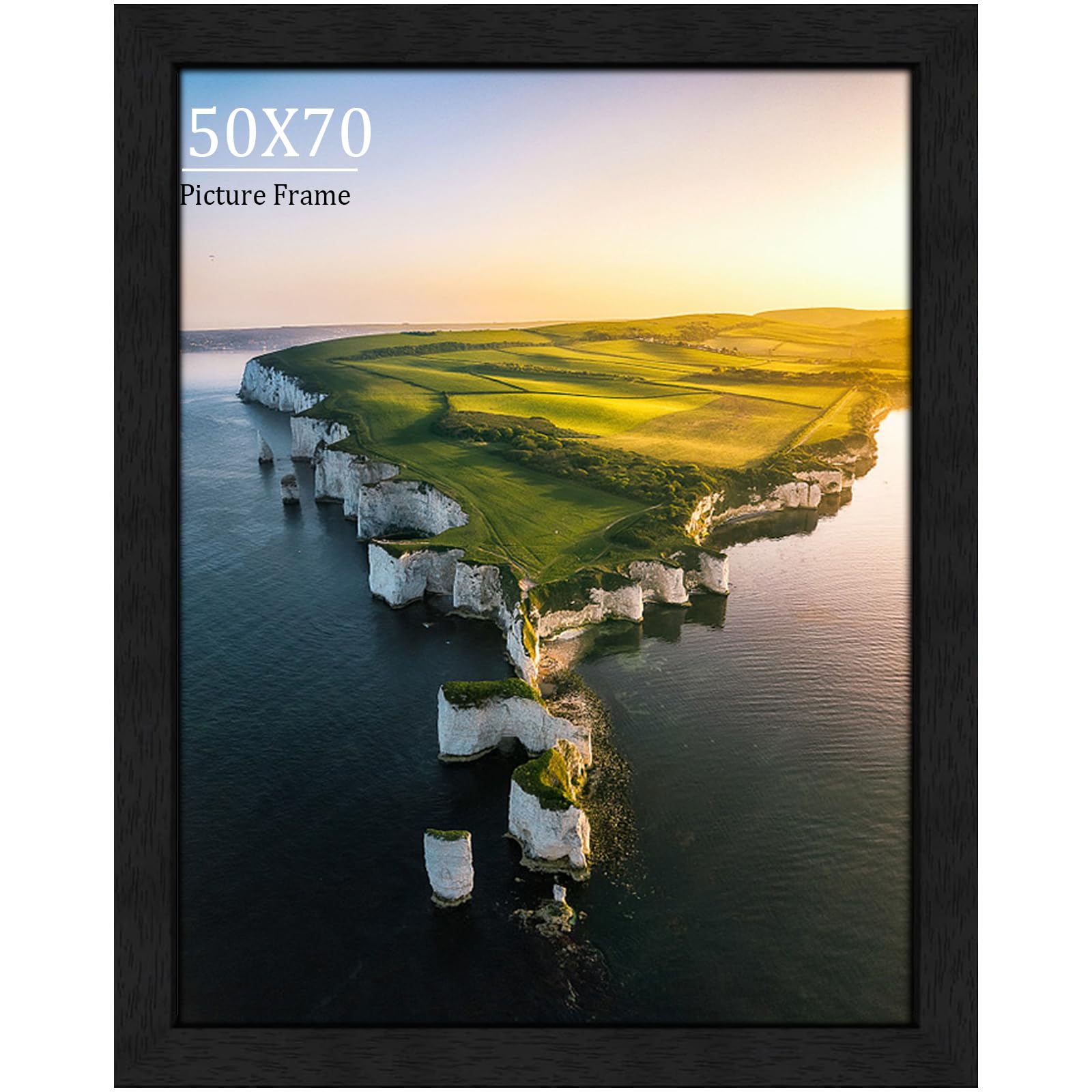 50x70 Picture Frame, Black MDF 50x70 Frame, Versatile Frames, Dual Orientation (Landscape/Portrait), Includes Stand & Wall Hooks - Wall Mount or Tabletop for Certificates, Posters, Illustrations โ image 1