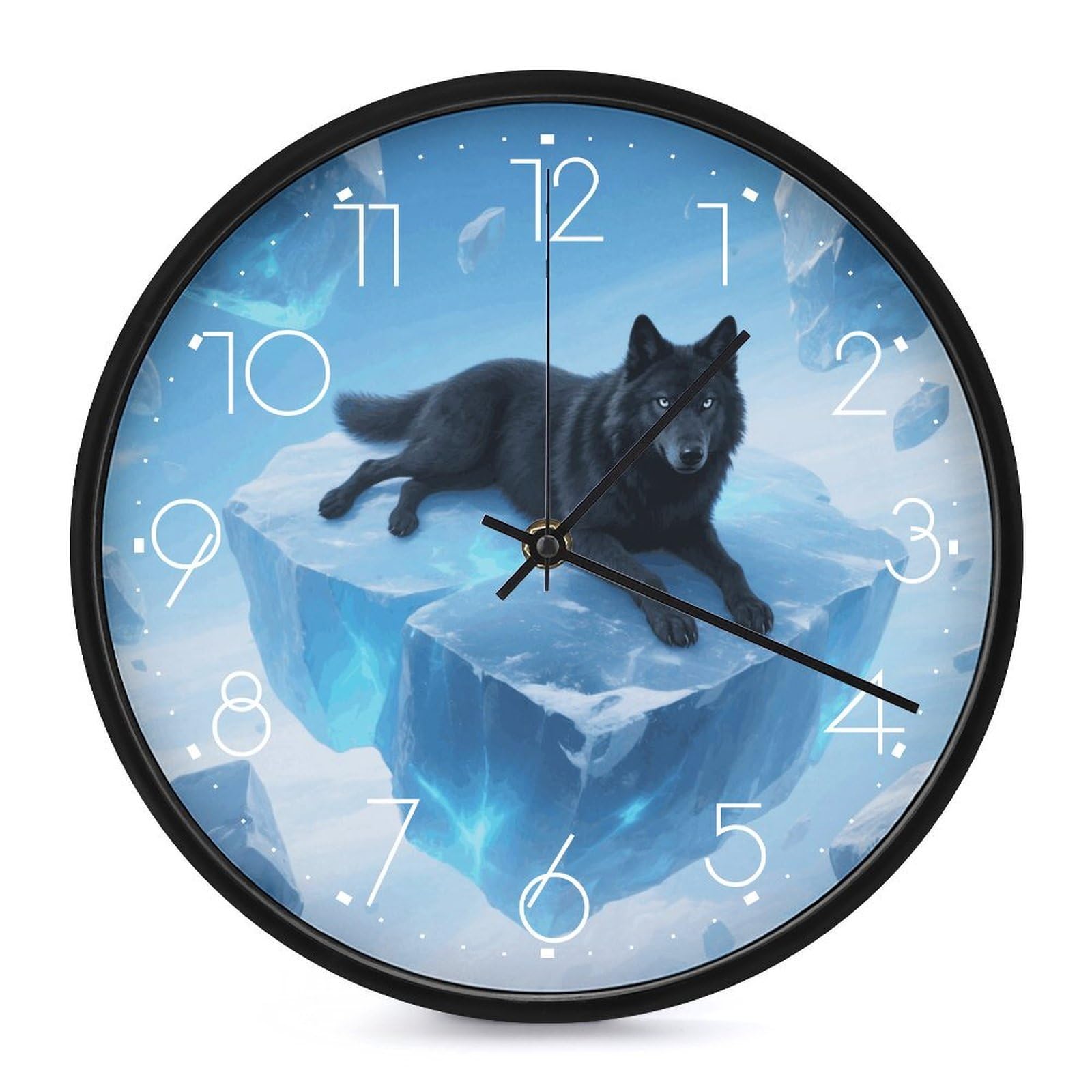 DWVTSLH Wolf Novelty Wall Clock 10 Inch Silent Non-Ticking Modern Clocks Battery Operated - Decorative Wall Clocks for Bedroom Living Room Kitchen Office Wall Decor Gift Idea