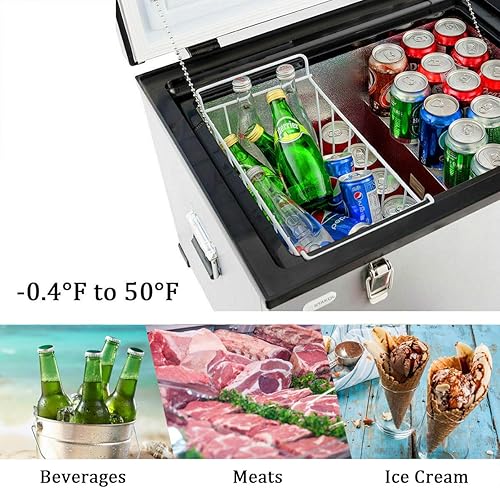 Miniatura 2 de COSTWAY Congelador de pecho, refrigerador de viaje con compresor de 63 cuartos de galón con 3 niveles, -0.4°F a 50°F, temperatura ajustable,