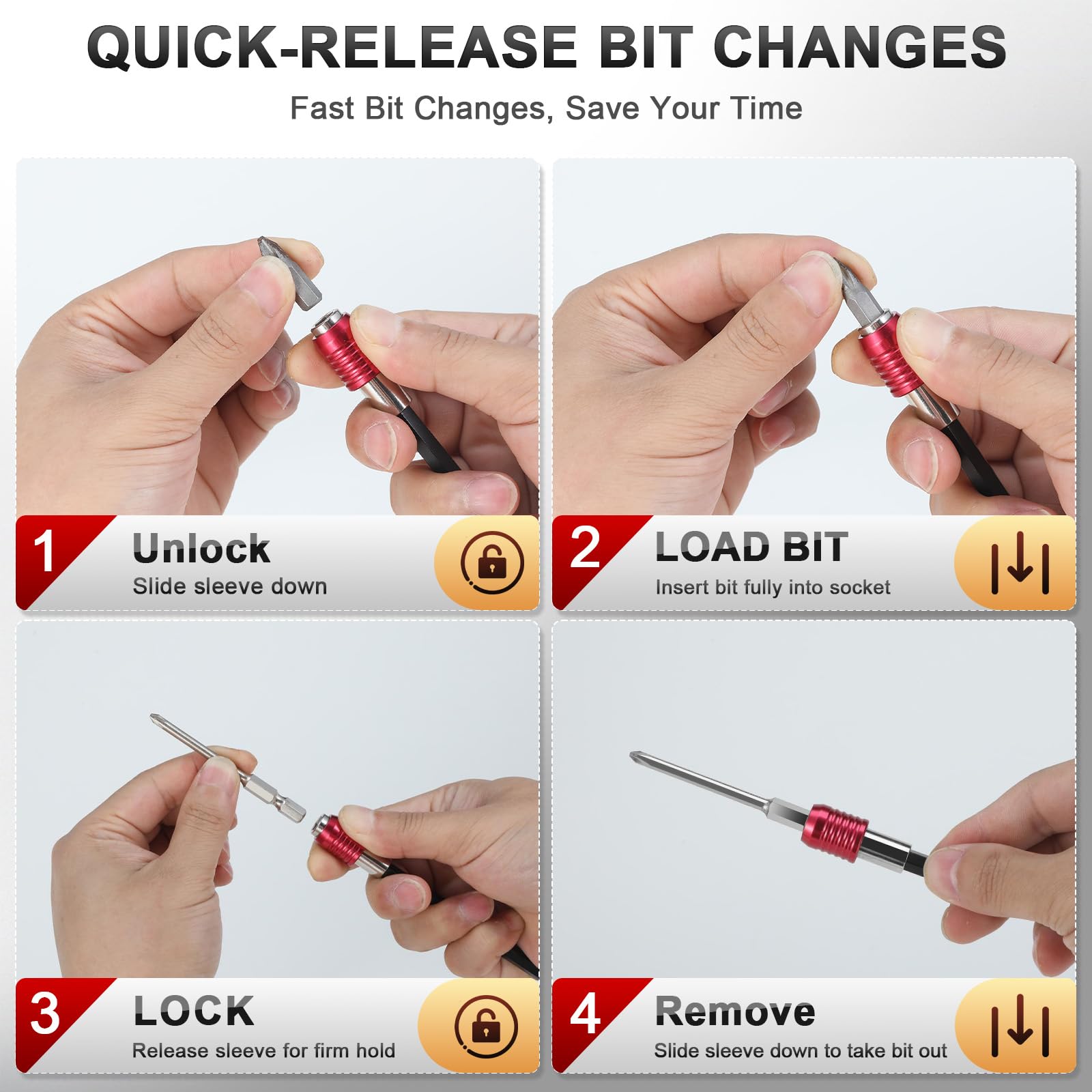 Magnetic Drill Bit Extensions - 4 Pack -3 Magnetic Drill Bit Extensions - 4 Pack -3