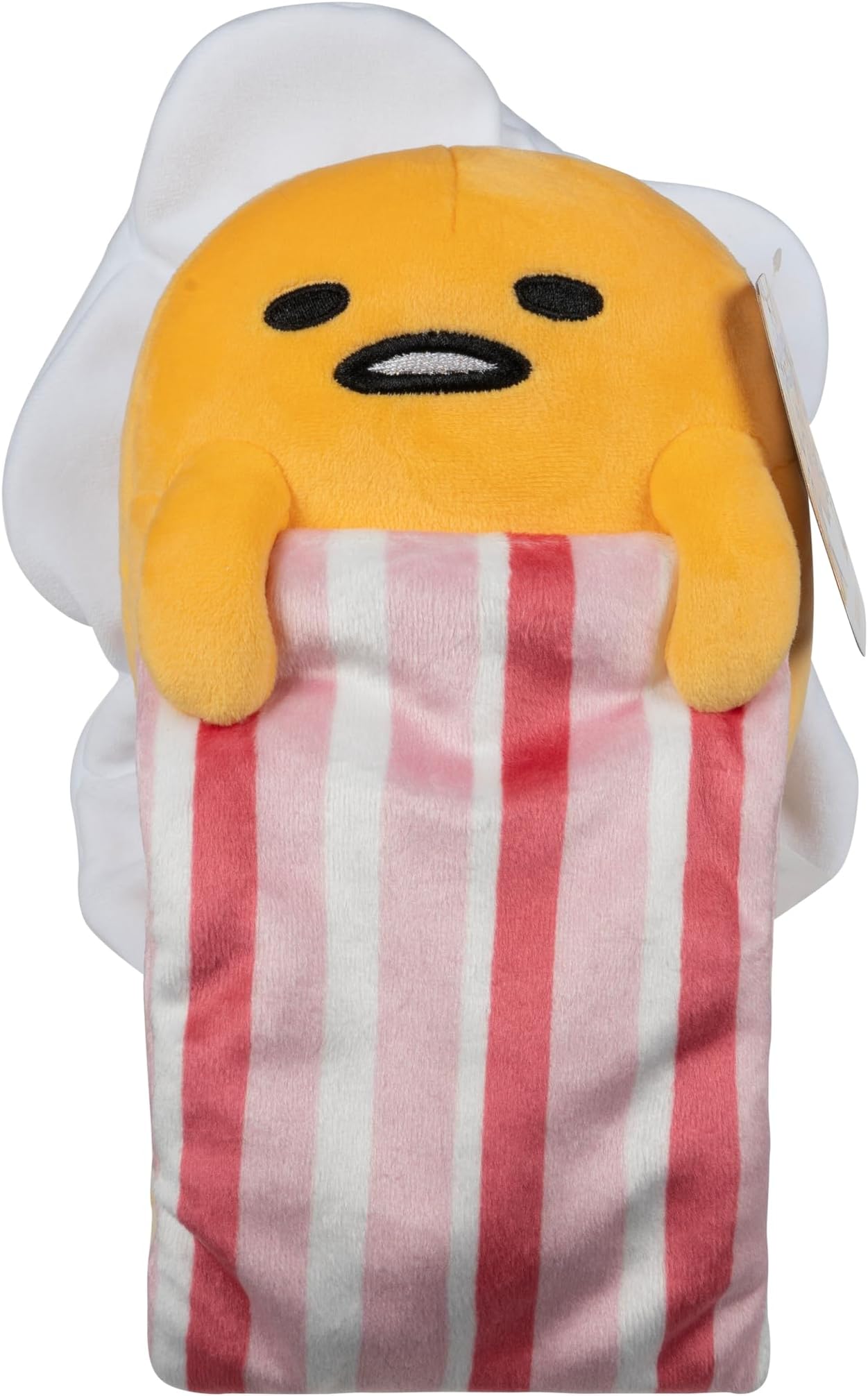Hello Kitty and Friends - 8” Gudetama Squishy Plush with a Bacon Blanket - Officially Licensed Sanrio Product by Jazwares - Ages 6+