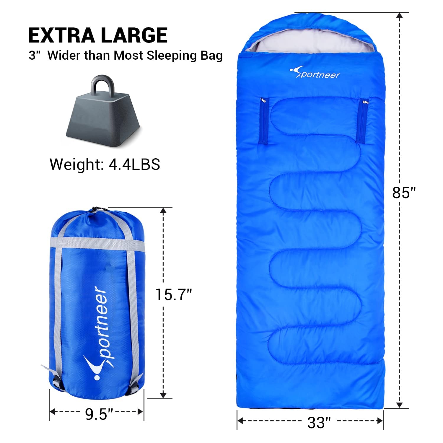Sleeping Bags for Adults, Sportneer Wearable XL Sleeping Bag with Arm Zipper Holes Sleeping Bags Fall Winter Weather Kids Sleeping Bag for Woman Youth Camping Hiking Backpacking Outdoor Travel