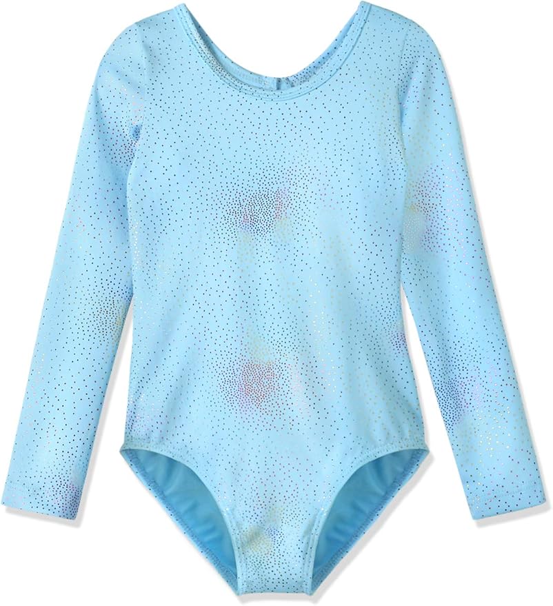 HOZIY Leotards for Girls Ballet Gymnastics Sleeveless Long Sleeve Colorful Sparkles Aqua Blue Pink Purple Solid