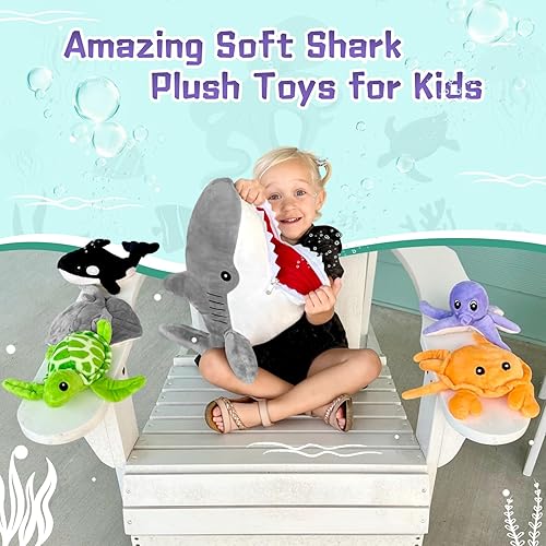 Vista 53 de MorisMos Juego de 7 animales de peluche de dragón verde, juguete de peluche de 21 pulgadas con 4 dragones bebé y 2 huevos en el interior, juguete