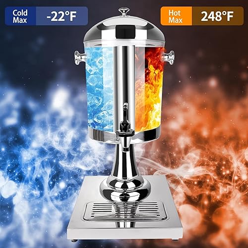 Miniatura 2 de Dispensador de bebidas con soporte, dispensador de bebidas para fiesta, dispensador de tarro de agua de acero inoxidable con recipiente de hielo,