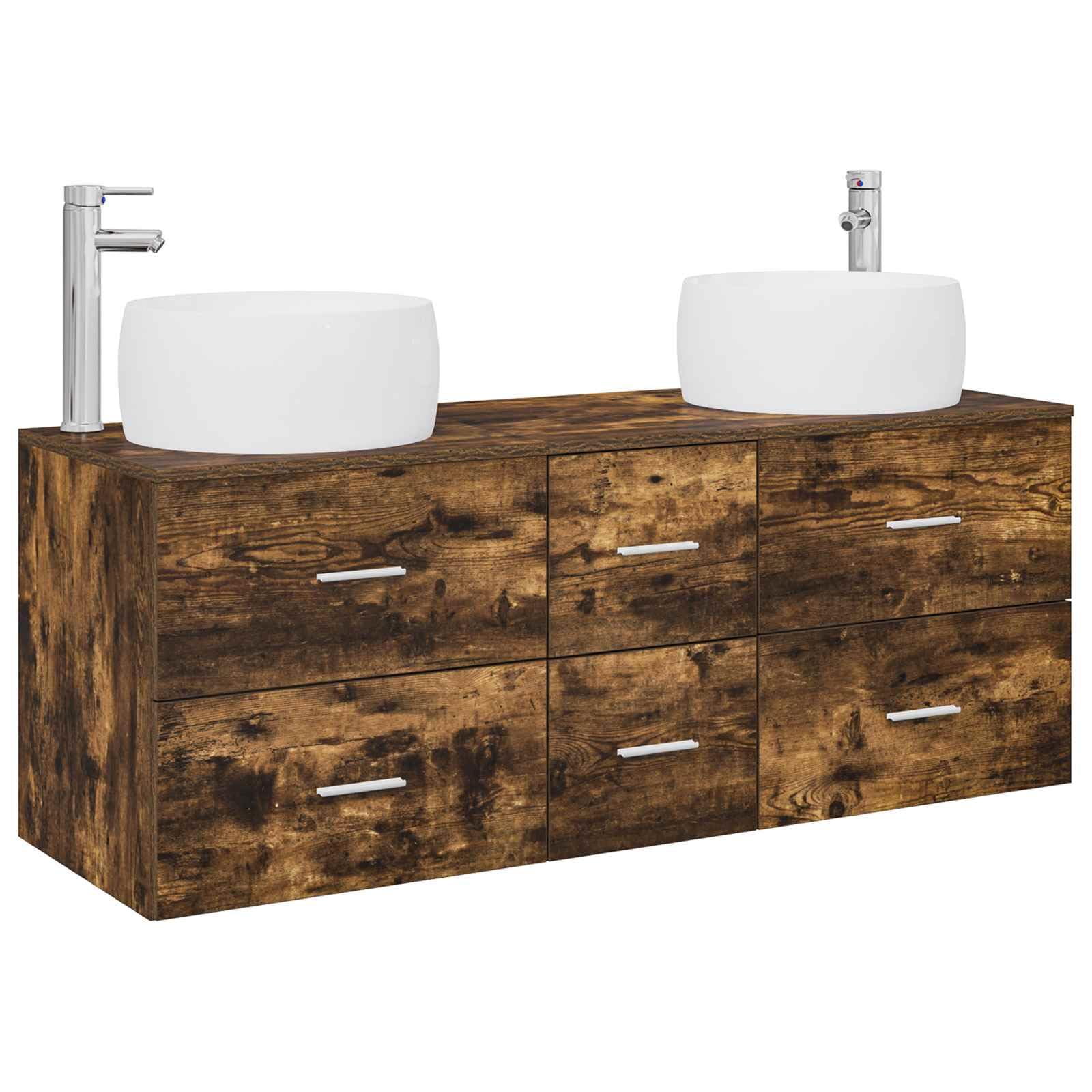 Juego Mueble Baño 3 Piezas Roble Ahumado