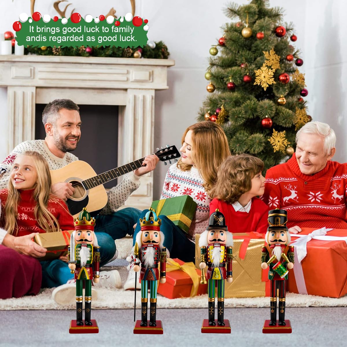 2025 Grande Soldato Schiaccianoci di Natale in Legno, 2 Pezzi 30cm Schiaccianoci Natalizi Soldatino Tradizionale Fatto a Mano, Figure Classiche Decorazioni Natale Soldato (B)