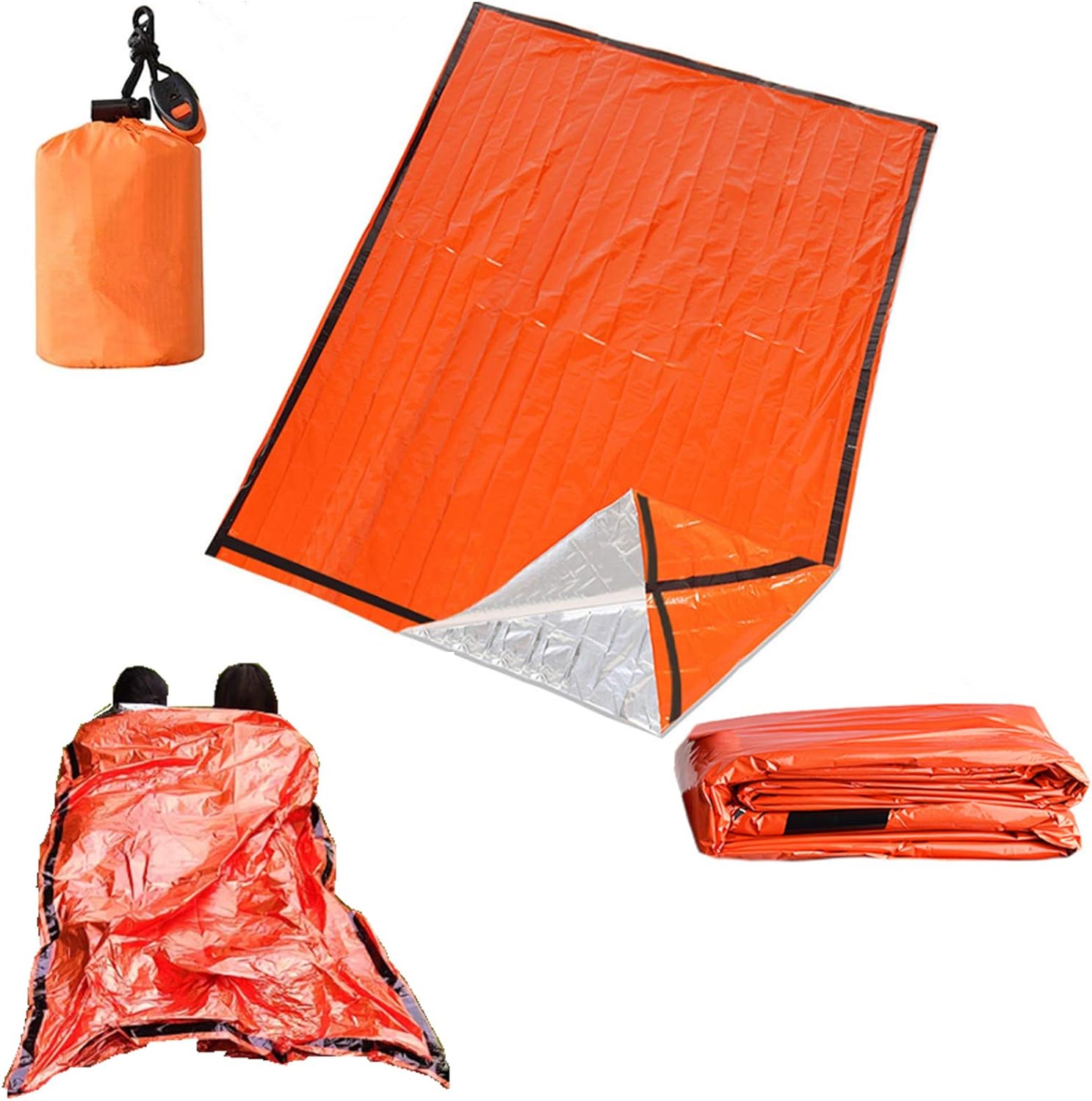 2-Person Emergency Sleeping Bag, Ultra Lightweight Waterproof Thermal Bivy Sack Cover, XL Emergency Shelter Survival Kit for Hiking Outdoor Camping … 2-Person Emergency Sleeping Bag, Ultra Lightweight Waterproof Thermal Bivy Sack Cover, XL Emergency Shelter Survival Kit for Hiking Outdoor Camping …