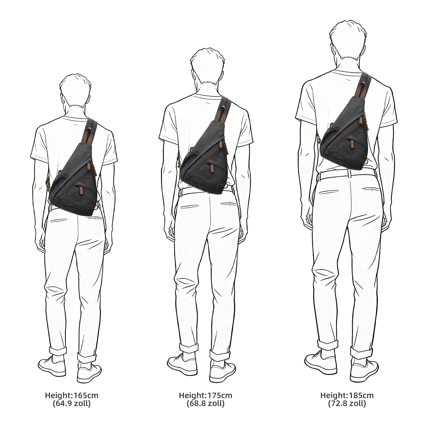 KL928 Canvas - Schlingetasche kleiner Crossbody - Rucksack lässiger Schulter - Tagesrucksack für Damen und Herren