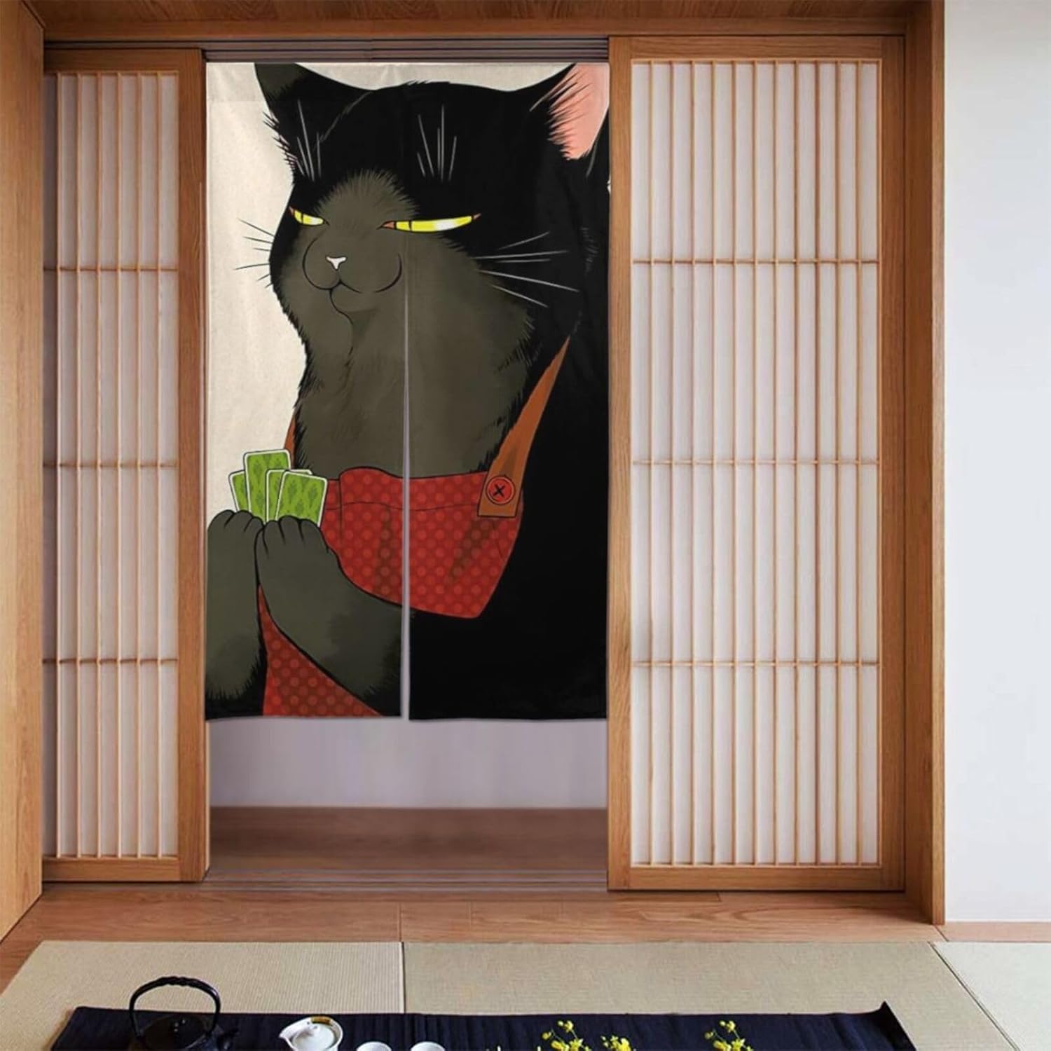 Amazon｜デキる猫は今日も憂鬱 福沢諭吉 のれん 和風 目隠し ロング