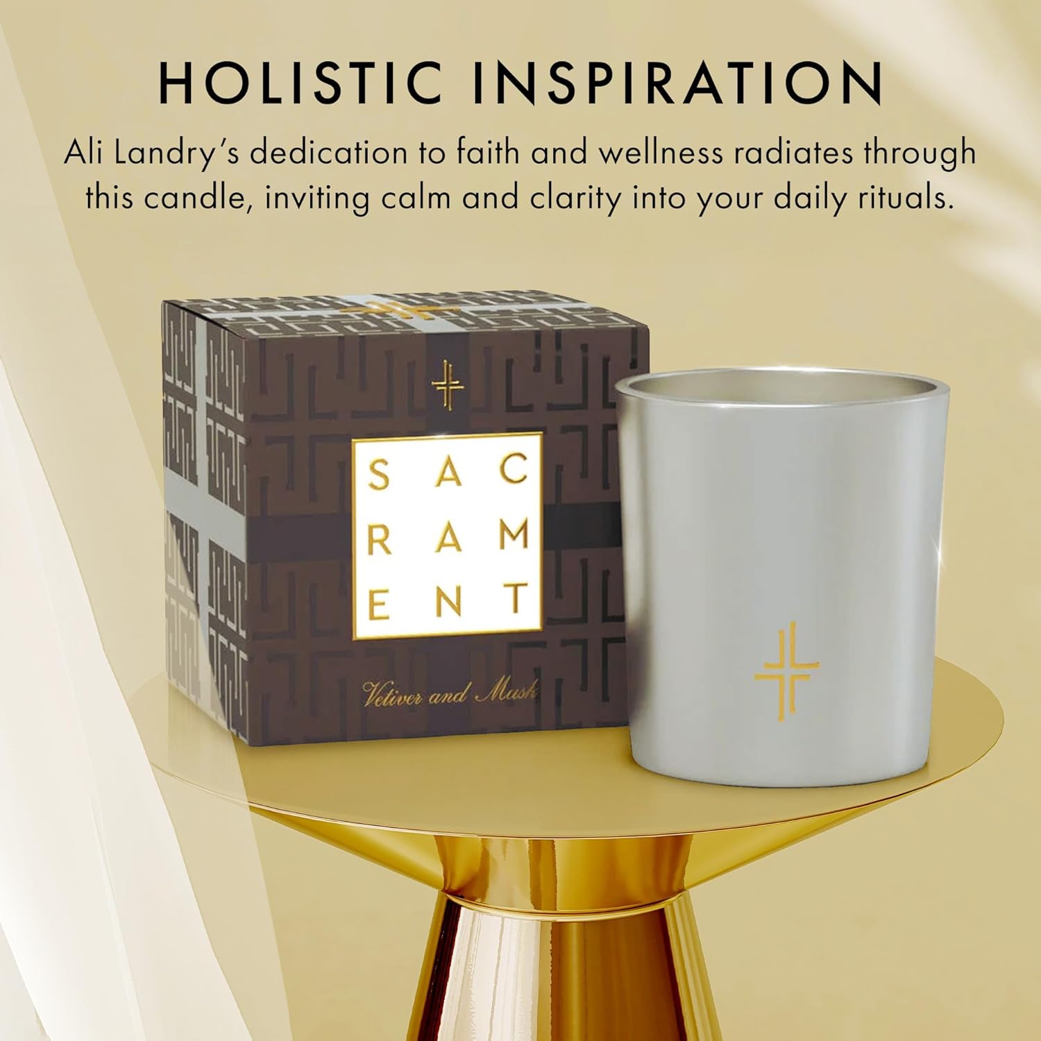 SAINT X Ali Landry Sacrament Scented Candle - Vetiver & Musk Soy Coconut Aromatherapy Candle - Long-Lasting 80-Hour Burn Time - Decorative, Relaxing, Fragrant Home Decor & Gift - Image 6