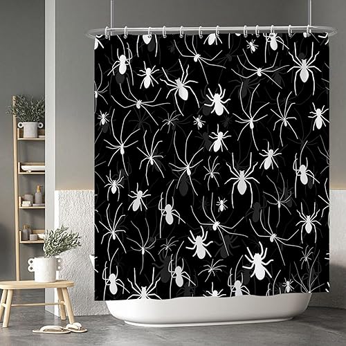 Miniatura 224 de Baocicco Juego de cortinas de ducha de fantasmas de Halloween, encantadores fantasmas de dibujos animados, divertidos trucos o tratos, cortinas de