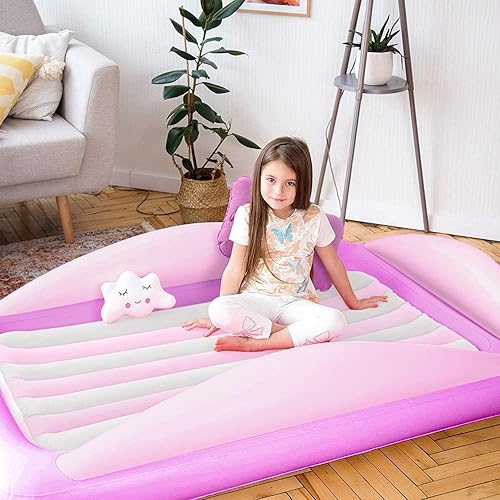 Miniatura 30 de Sleepah Cama de Viaje Inflable para Niños Pequeños Colchón de Aire Portátil para Niños con Protectores de Riel de Cama de Seguridad para Niños y