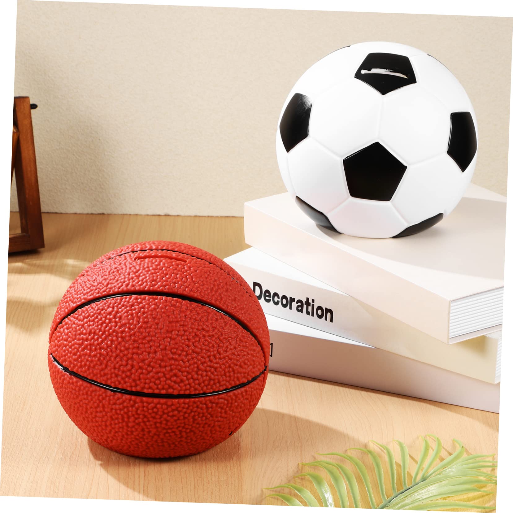 UPKOCH 2pezzi Salvadanaio Per Bambino Forma Di Pallone Da Basket e Calcio Salvadanaio Da Calcio Set Di Palline Sportive Barattolo Per Risparmio Di Denaro