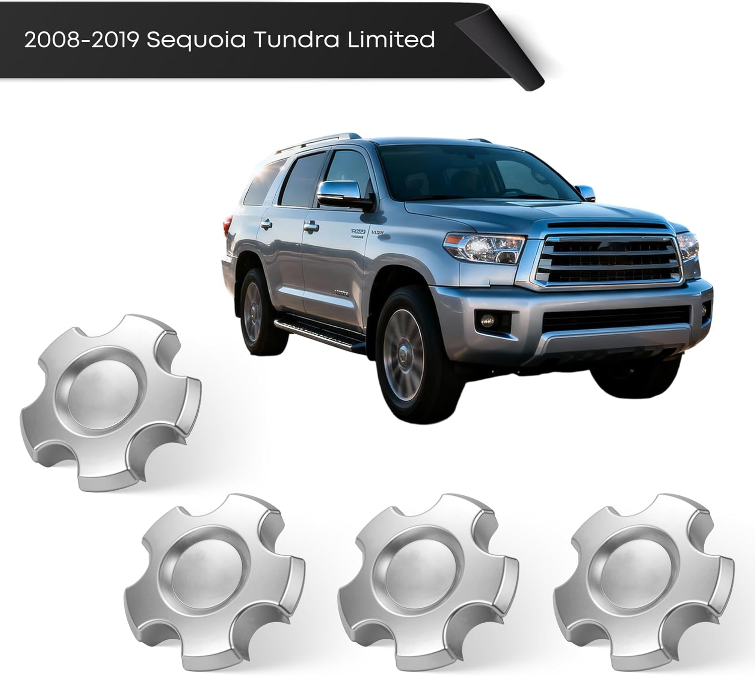4-Pack Wheel Center Hub Caps for Toyota Sequoia & Tundra Limited 2008-2019 Replaces 42603-0C100