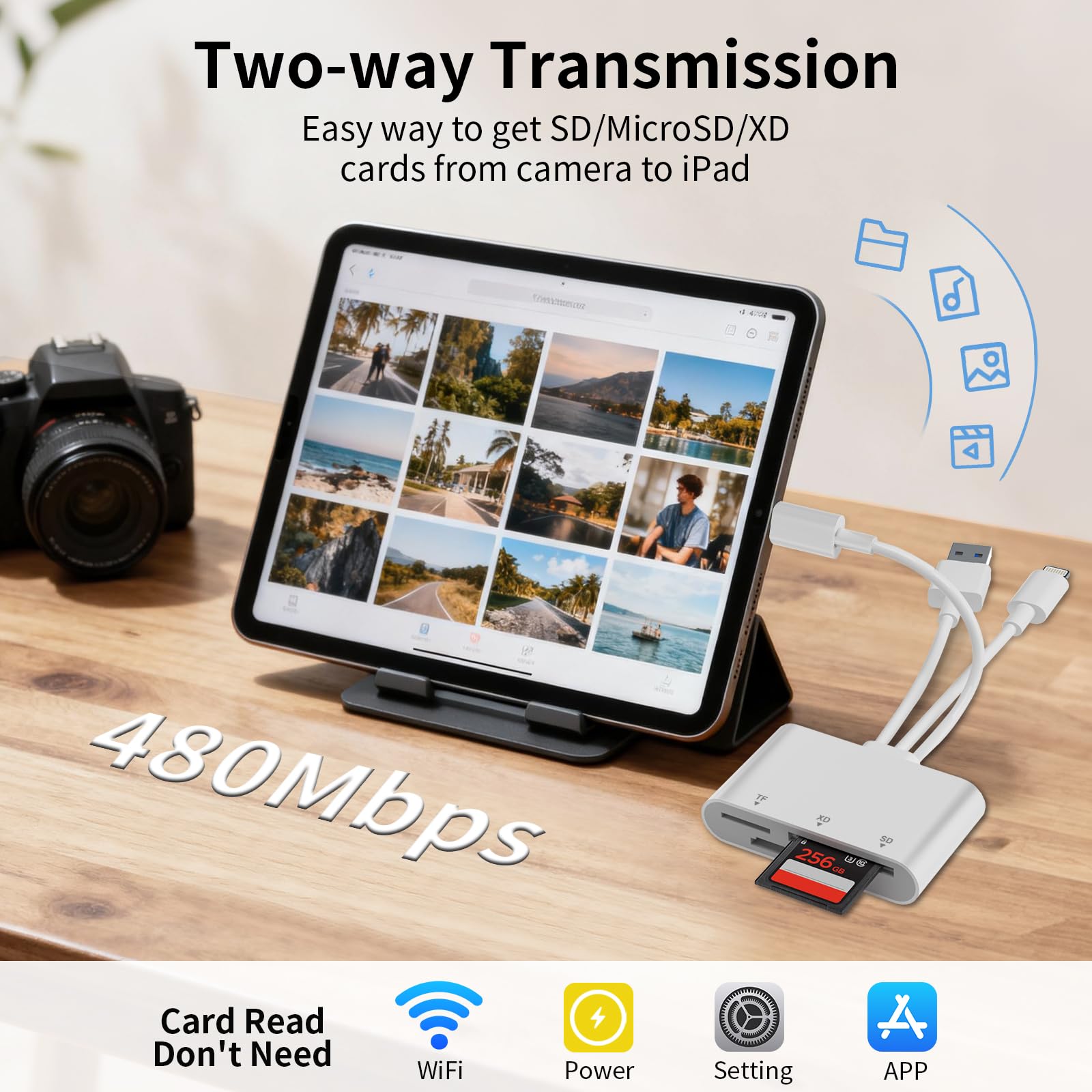 Lector de Tarjetas SD para iPhone, 3 en 1 Lector de Tarjetas XD para iPhone/iPad/PC/Android/Olympus/Fuji con Lightning + USB A + USB C, Adaptador Tarjeta XD para Tarjetas SD/TF/XD