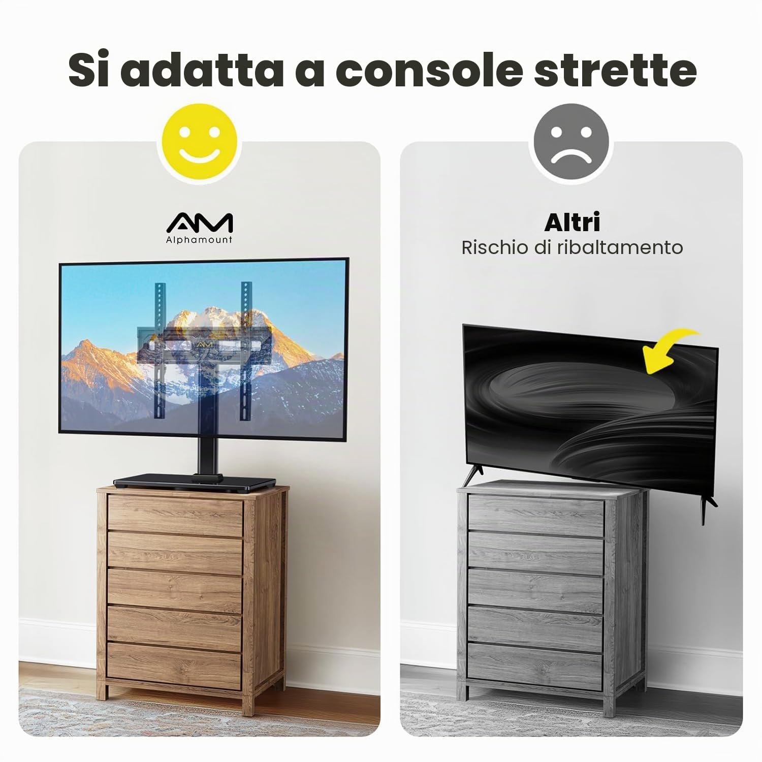 AM alphamount Supporto universale per TV girevole 24-60 pollici VESA 400x400 mm 45kg