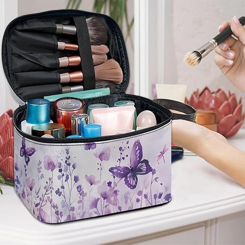 Vista 265 de doginthehole Bolsa de maquillaje, bolsa de cosméticos de viaje, bolsa de aseo portátil grande, organizador de accesorios para mujeres y niñas