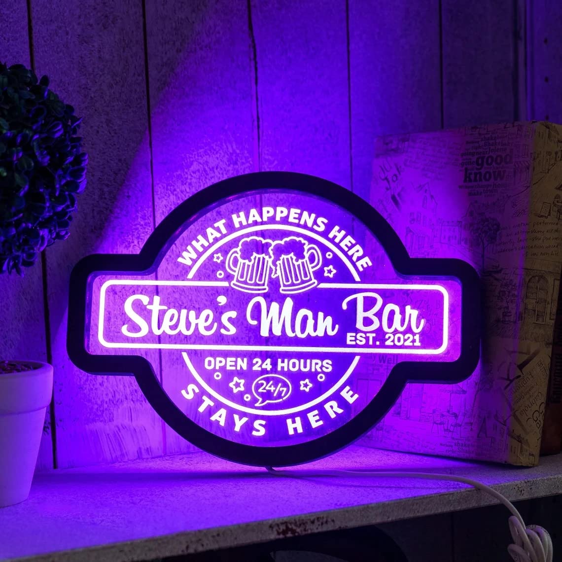 Custom Personalized LED Neon Sign - Modern Acrylic Name Lights For Bar, Bedroom, Wedding