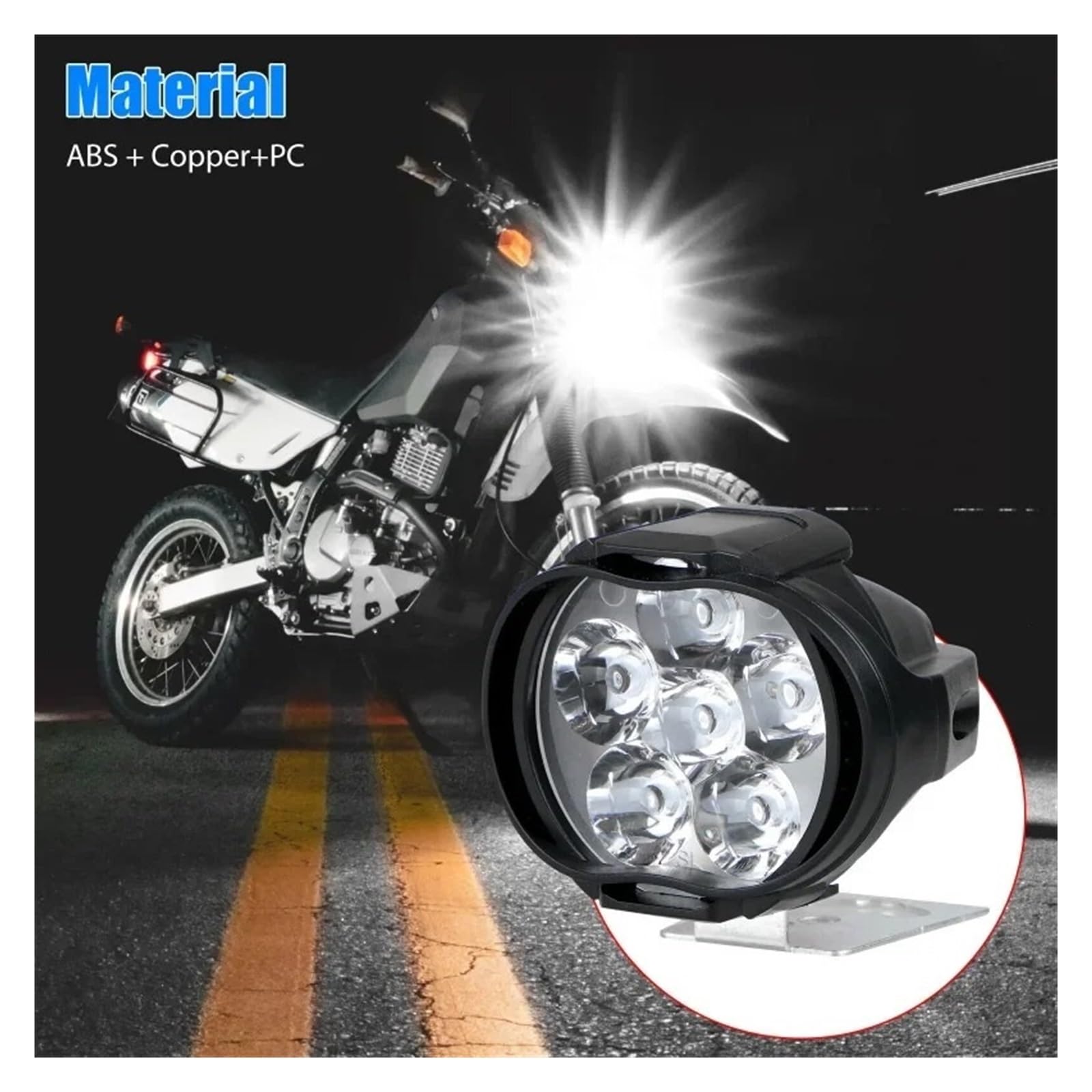 Phare Avant Moto 1/4 Pièces Motos Phare Travail Spot Lumière 6 LED Auxiliaire Moto Antibrouillard Scooter Ampoules Modifiées(4pcs light)