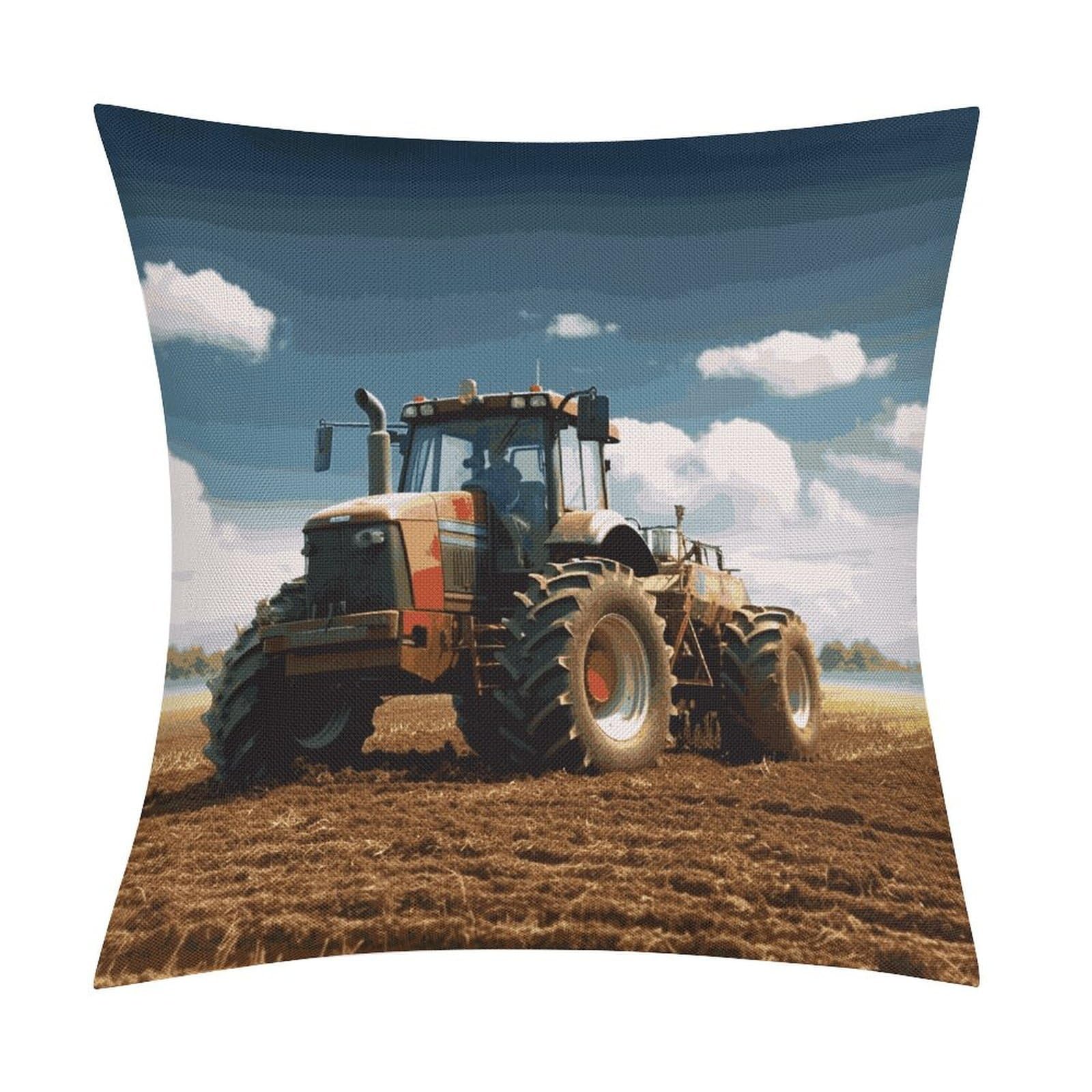 Fodpand Style Fantasy Farm Tractor Pillow Covers 18X18 Inch, Pillow Cases Boho Farmhouse, Throw Pillow Covers For Couch Sofa Bed Spring Home Decor