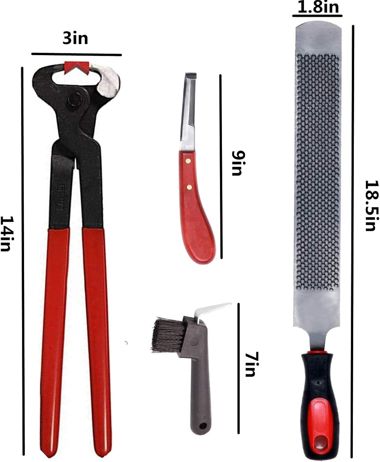 Farrier Tools 16-inch Horseshoe File Suit，contain Hoof Rasp Horse Hoof Nipper Hoof Knife Horseshoe brush，Professional 4 in 1 Horses Hoof Trimming Tools Veterinarians, and Horsemen Good helper at work : Pet Supplies