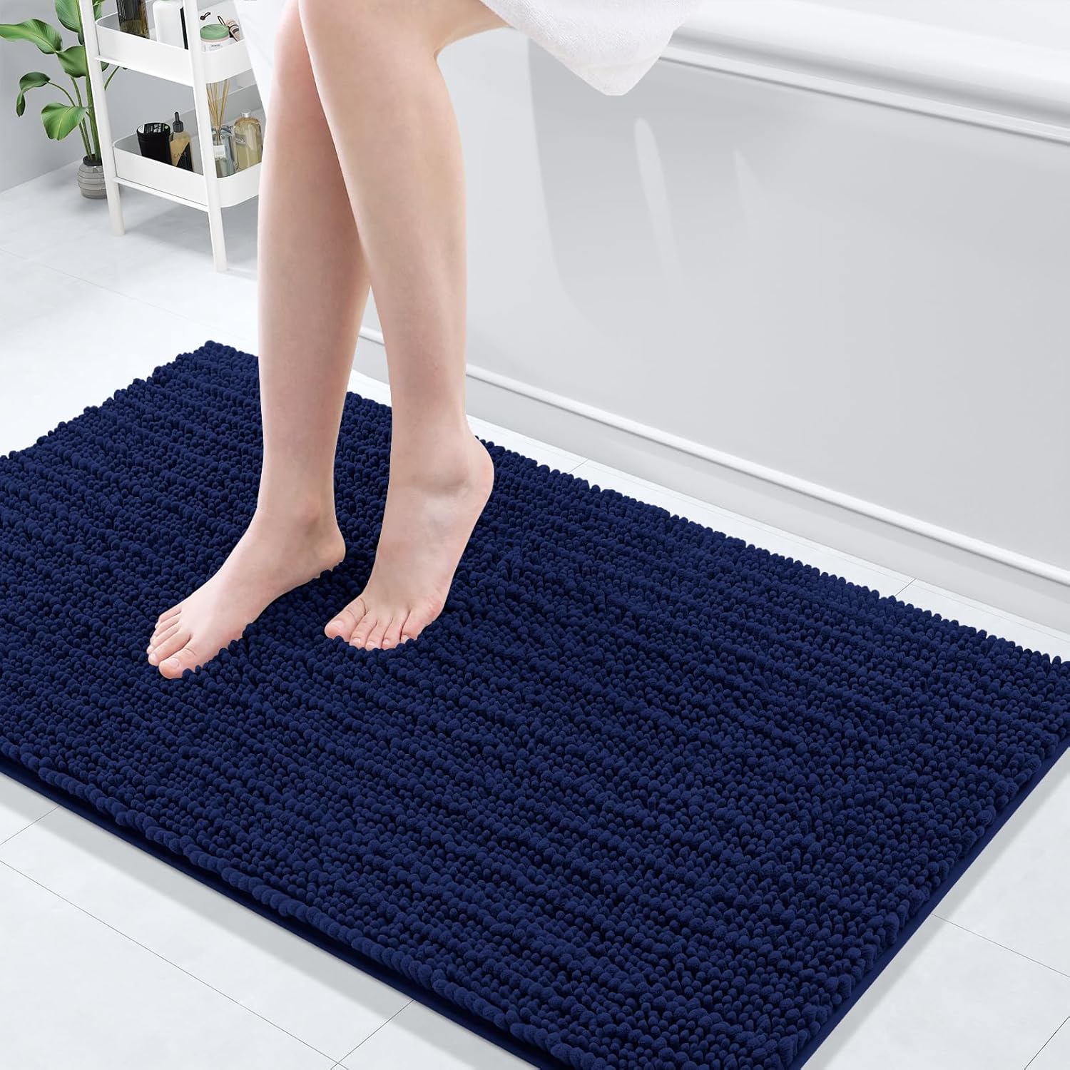 Arotive Luxury Chenille Bath Rug 47x24 Navy