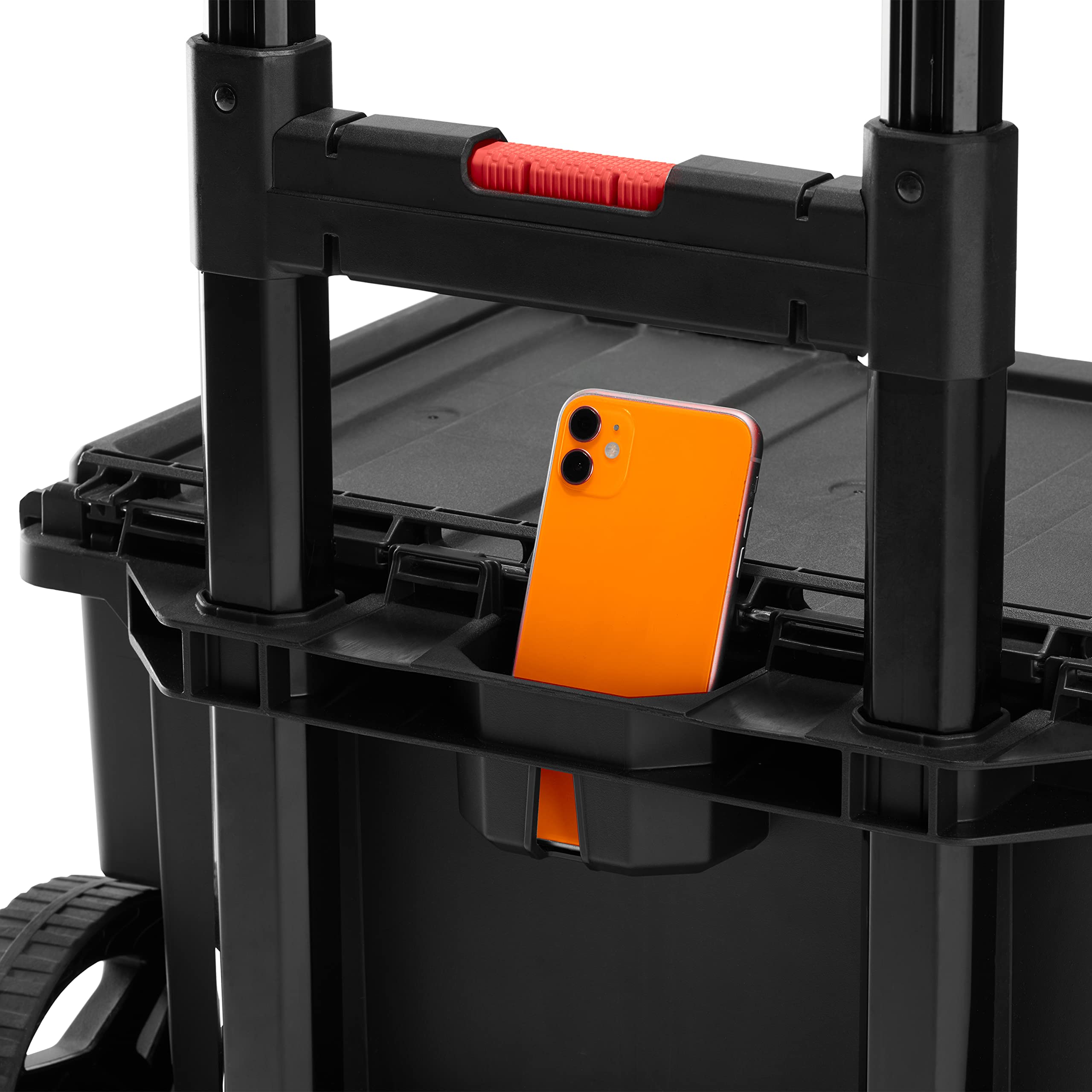 WORX - Sistema de almacenamiento modular, negro, incluido: carrito ruedas de 7 pulgadas, malette, organizador con junta impermeable, 5 años de garantía, tamaño: 41,1 x 52,5 x 69,4 cm