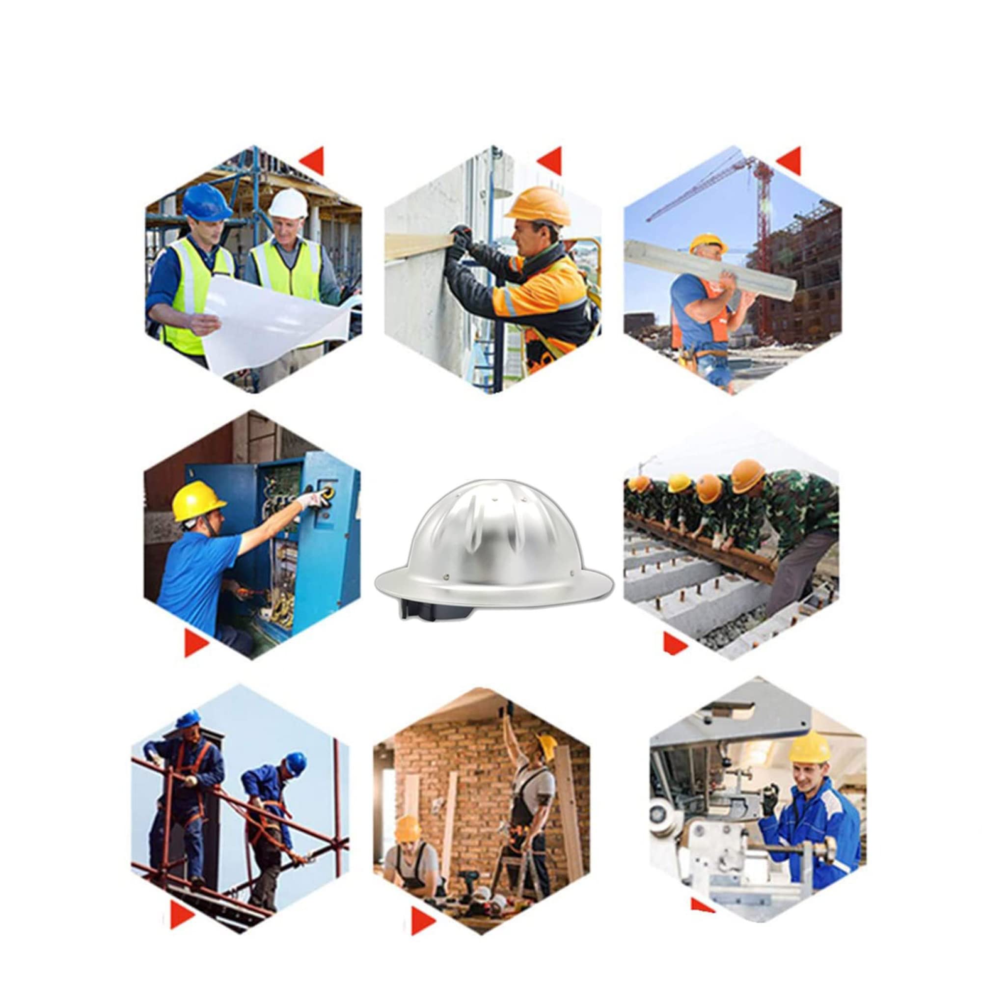 Casco de Seguridad Casco de Protección Industrial, Casco de Seguridad de Construcción Aleación de Aluminio, Sombrero Duro de Amortiguación de 4 Puntos, Sombrero de Ciclismo