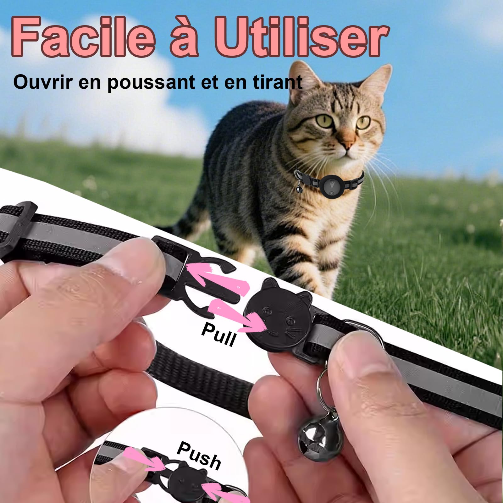 Collare GPS per Gatti Compatibile con Sistemi iOS e Android GPS per Cani Riproduzione Della Cronologia dei Tracciati (7 giorni) Localizzatore GPS Cani Tracciamento Impermeabile (IP67) -Nero Pieno