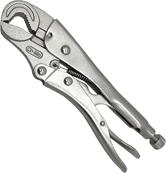 Locking Pliers with Wire Cutter, Cr-Mo Alloy Steel, 3-Side Locking Jaw, Curved Jaw Vise