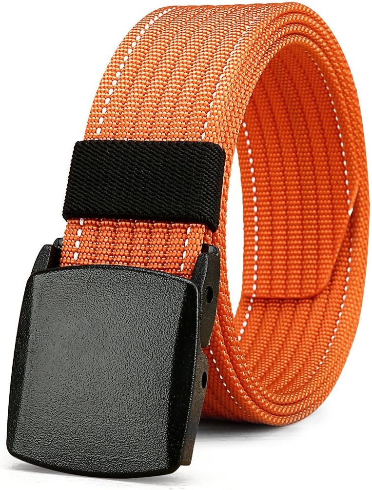 LionVII Men Canvas Belt Tactical Casual with Plastic Buckle, Adjustable Trim to Fit 28-49" Waist
