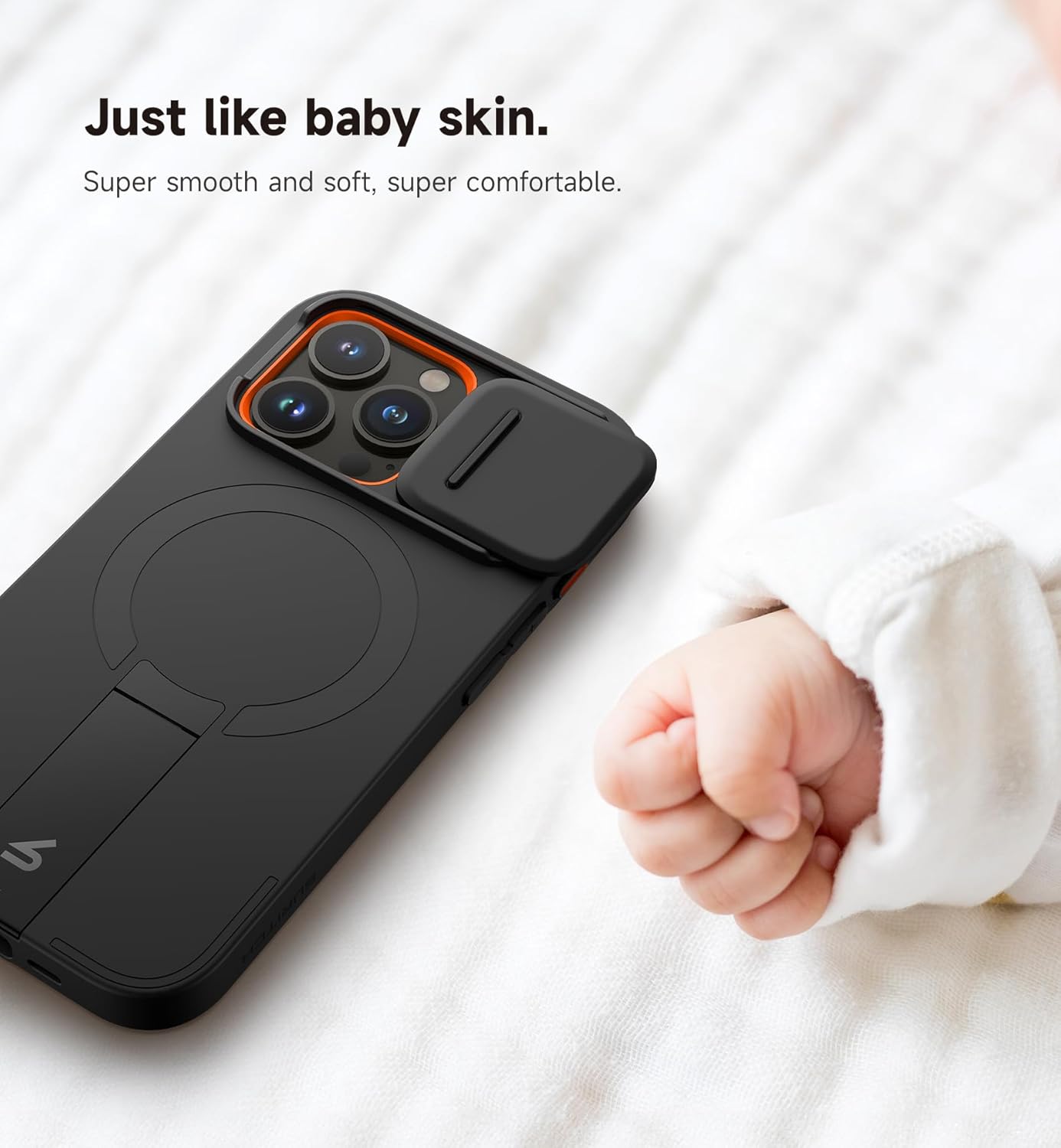 SURITCH for iPhone 15 Pro Case with Magnetic Camera Slide Cover and Adjustable Kickstand, Compatible with MagSafe, Shockproof Bumper Case Slim Protective Cover 6.1 Inch, Black - Image 6